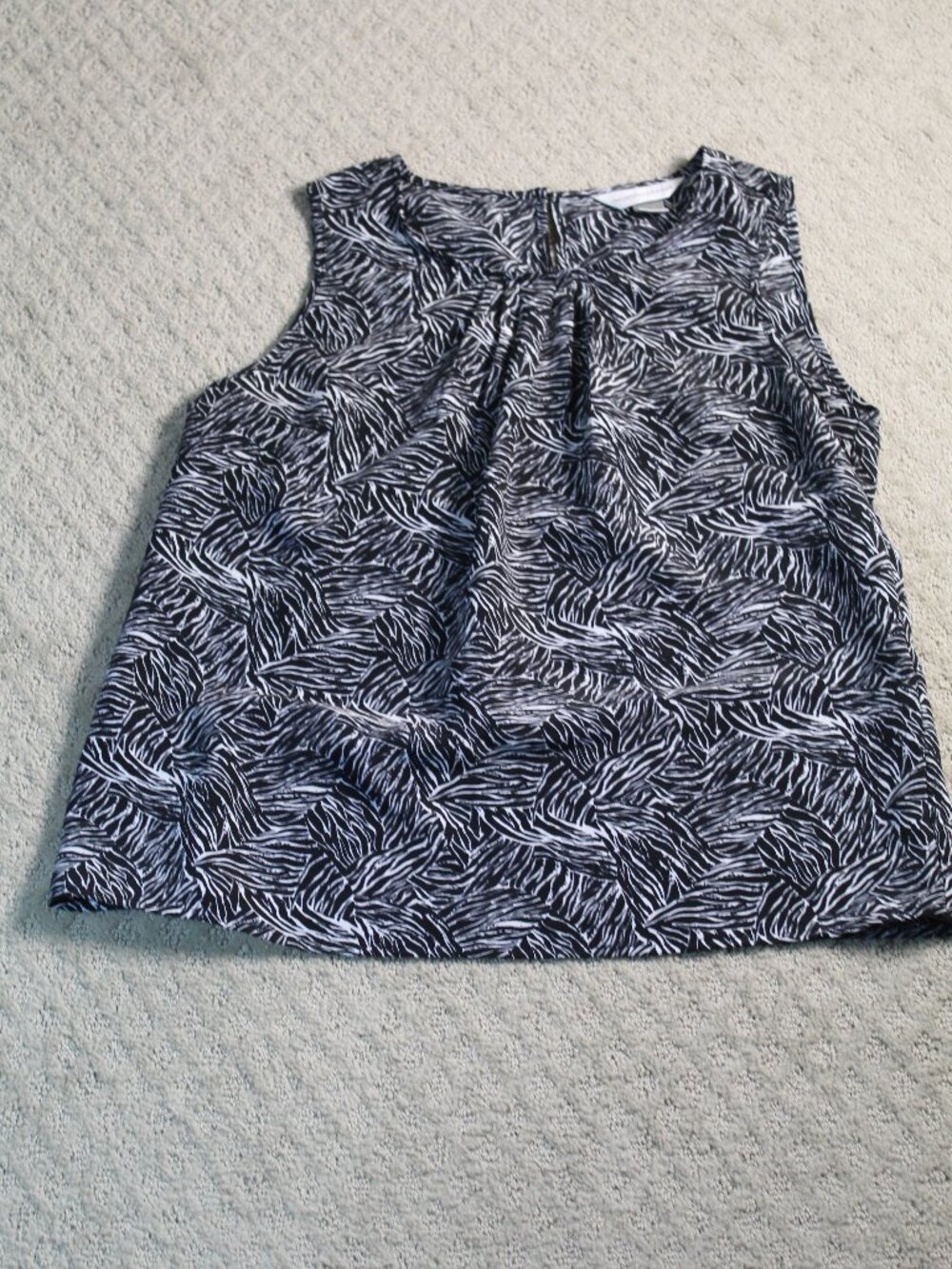 Christopher & Banks Size S Black White Zebra Patterned Sleeveless Dress Blouse